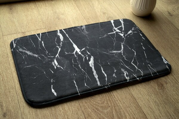 Kitchen rug Black patterned marble