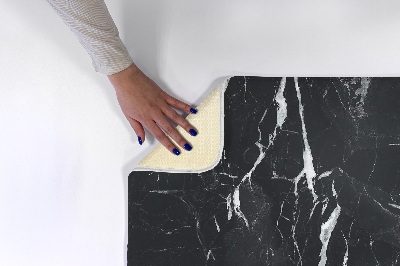 Kitchen rug Black patterned marble