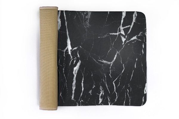Kitchen rug Black patterned marble