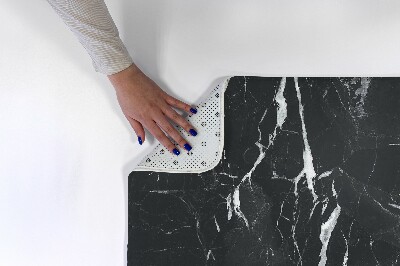 Kitchen rug Black patterned marble