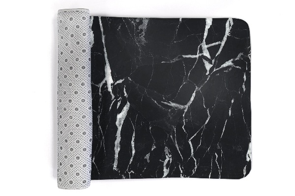 Kitchen rug Black patterned marble
