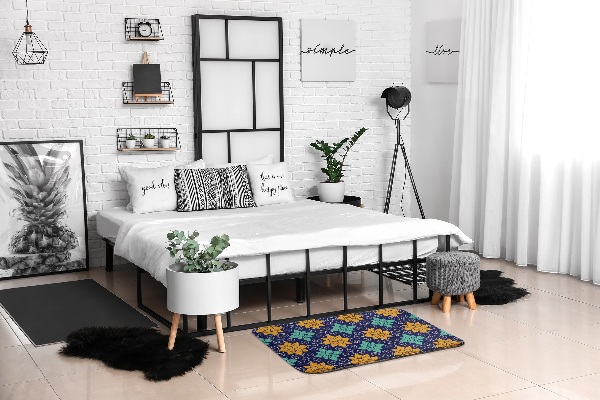 Kitchen rug Geometric pattern flowers