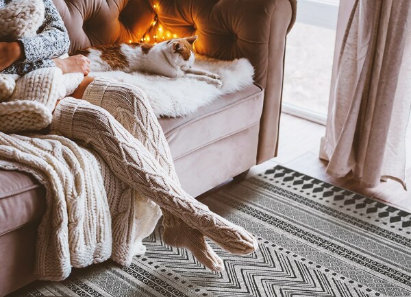 Fashionable vinyl rug Stripes and zigzags