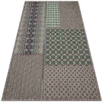 Vinyl floor rug Aztec style