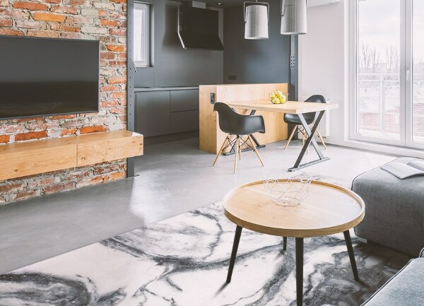Fashionable vinyl rug Black and white marble