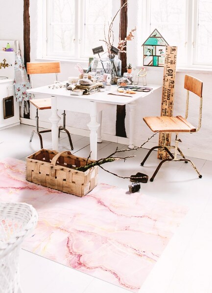 Fashionable PVC carpet Pink marble