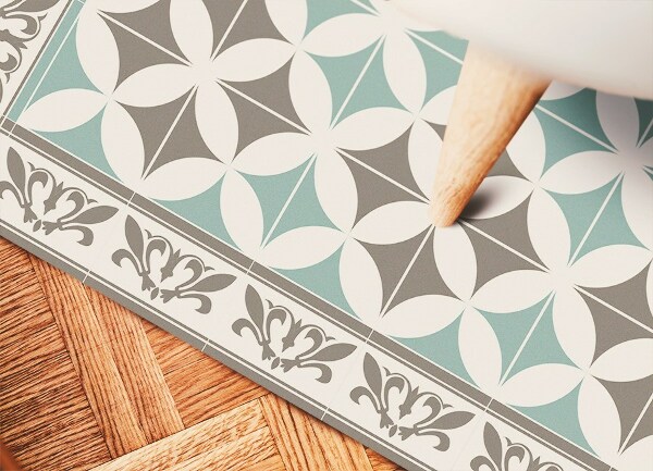 Indoor vinyl PVC carpet Portuguese tiles