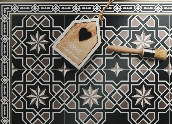 Fashionable vinyl rug Compass rose