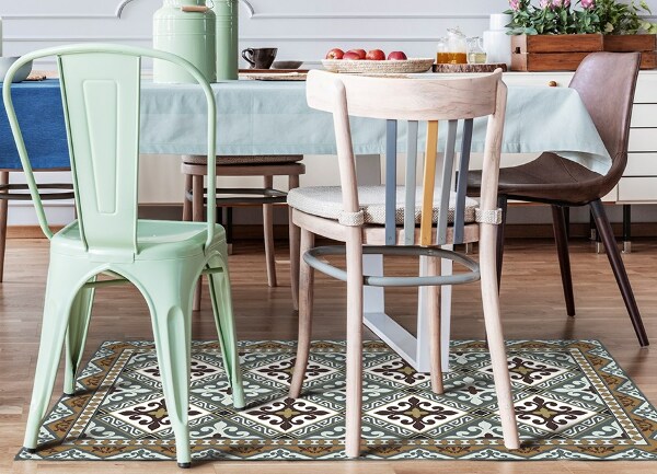 Fashionable vinyl rug Geometric flowers