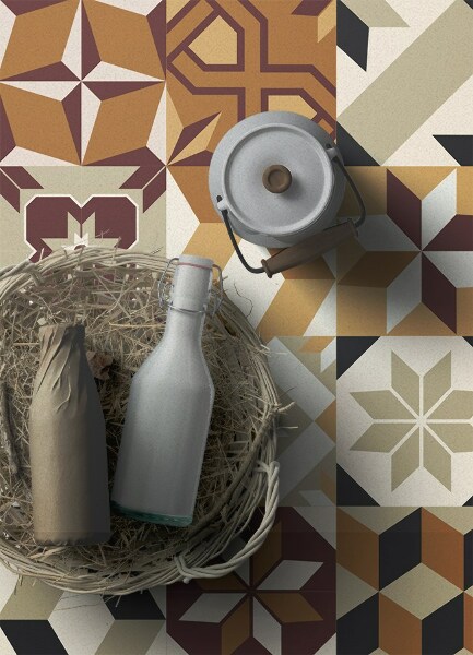 Interior vinyl floor mat Mix of patterns