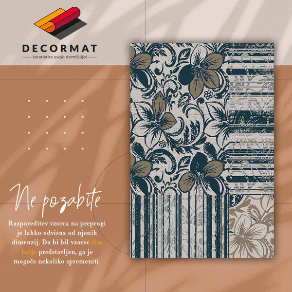Fashionable vinyl rug Flowers and lines