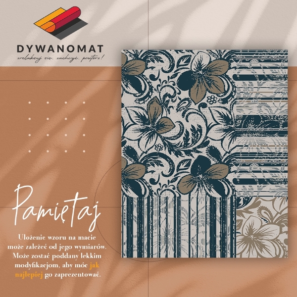 Fashionable vinyl rug Flowers and lines