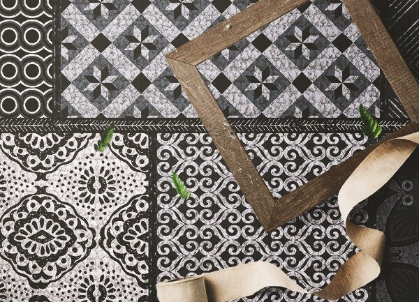 Universal vinyl rug A mix of patterns