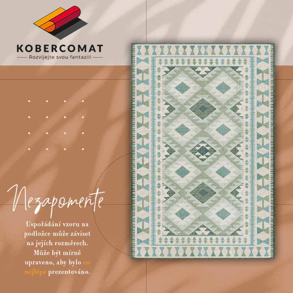 Fashionable PVC carpet Green rhombuses