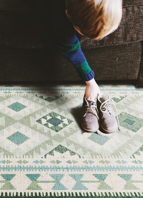 Fashionable PVC carpet Green rhombuses