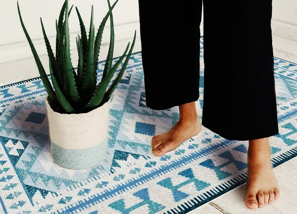 Vinyl floor mat Blue rhombuses