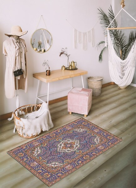 Vinyl floor rug Folk style