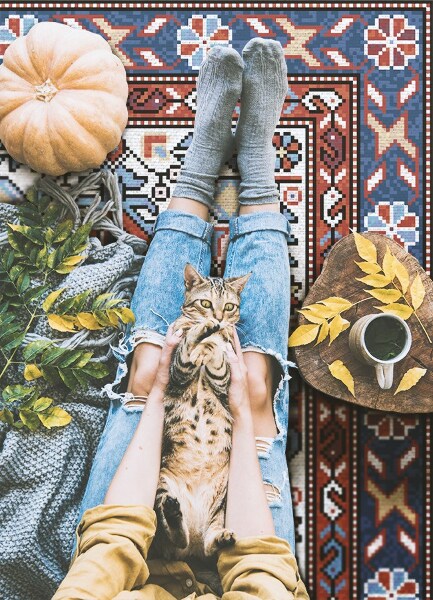 Vinyl floor rug Folk ornaments