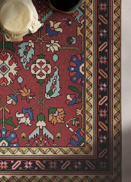 Indoor vinyl PVC carpet Folk mosaic
