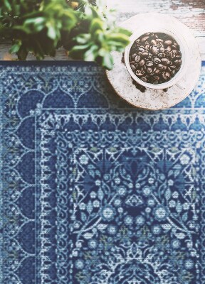 Vinyl floor rug Blue antique style