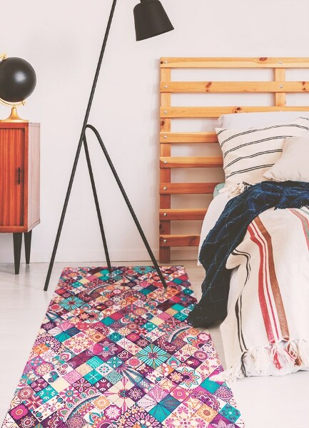 Fashionable vinyl rug Colorful mosaic
