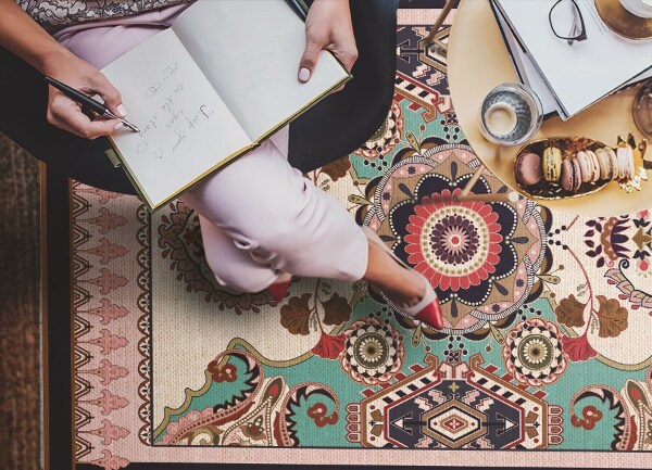 Universal vinyl carpet Geometric flowers