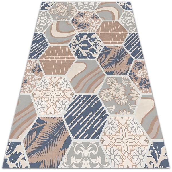 Fashionable vinyl rug Hawaiian hexagons