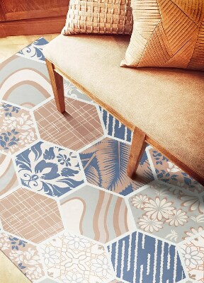 Fashionable vinyl rug Hawaiian hexagons