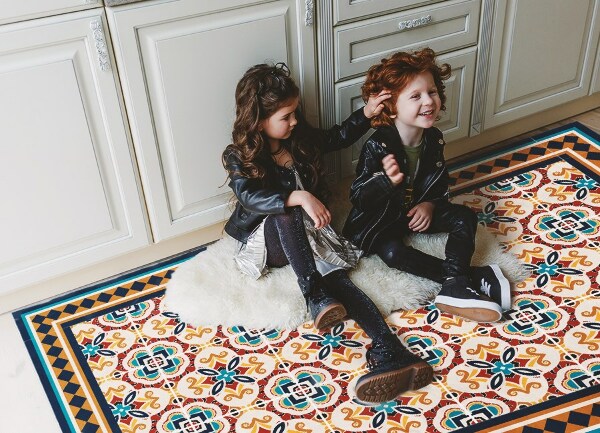 Universal vinyl carpet Floral geometry