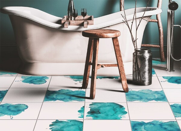 Indoor vinyl PVC carpet Watercolor cubes