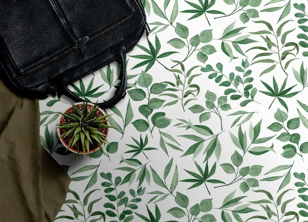Interior PVC rug Fine leaves