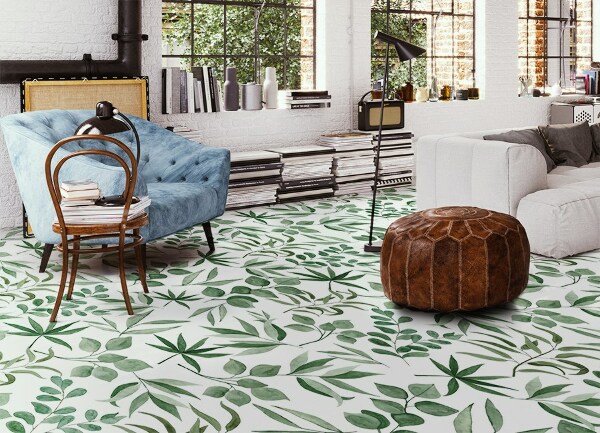 Interior PVC rug Fine leaves