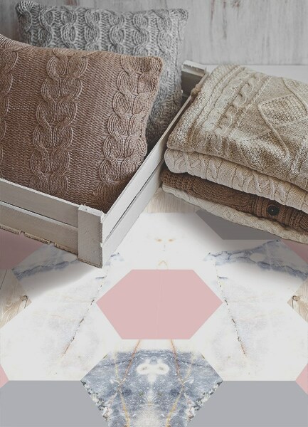 Fashionable vinyl rug Marble hexagons