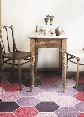 Vinyl floor rug Textural hexagons