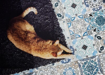 Fashionable vinyl rug Portuguese tiles