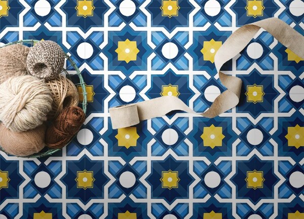 Universal vinyl carpet Spanish tiles