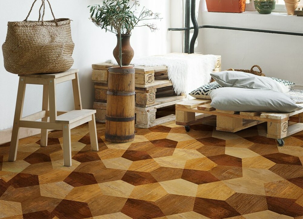 Vinyl floor rug Geometric braid - Decormat.co.uk