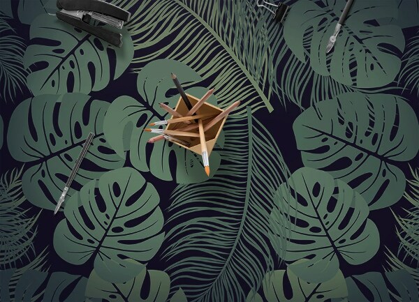 Indoor vinyl PVC carpet Tropical leaves