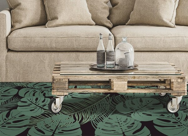 Indoor vinyl PVC carpet Tropical leaves