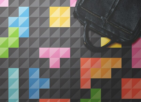 Interior PVC rug Tetris cubes