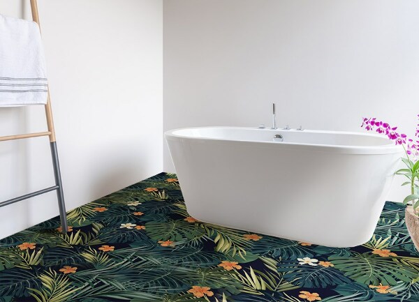 Indoor vinyl PVC carpet Tropical leaves