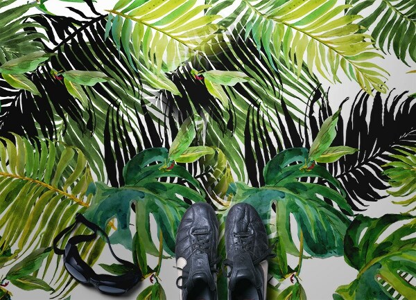 Vinyl floor mat Palm leaves