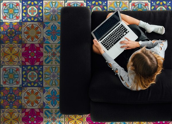 Fashionable vinyl rug Portuguese tiles