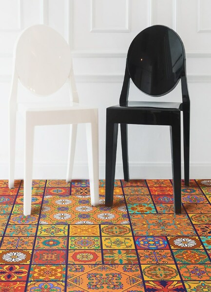 Indoor vinyl PVC carpet Moroccan tiles
