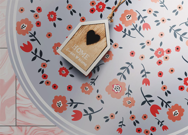 Round interior PVC carpet rural flowers