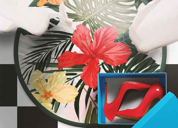 Fashionable vinyl rug paradise flowers