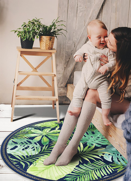 Fashionable vinyl rug tropical leaves