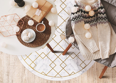 Round interior PVC carpet decorated with marble