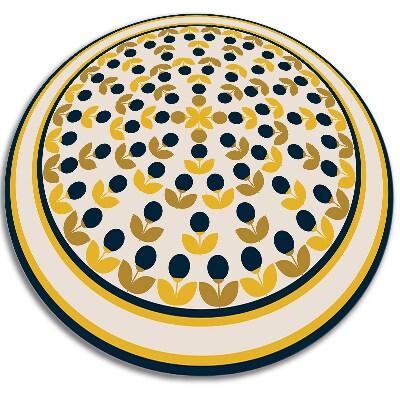 Round vinyl rug repeatable flowers