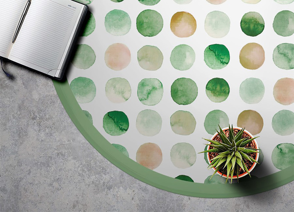Fashionable vinyl rug watercolor dots